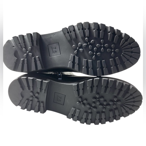 Nordstrom Rack Black Leather Moto Boots Buckle Detail Size 7.5 - Picture 7 of 9